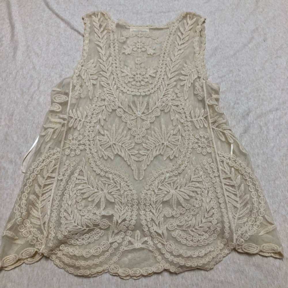 NWT Vintage Y2K Sheer Crochet Top Fairycore Cottagecore Lace Crochet Layer Fairy - Picture 7 of 7